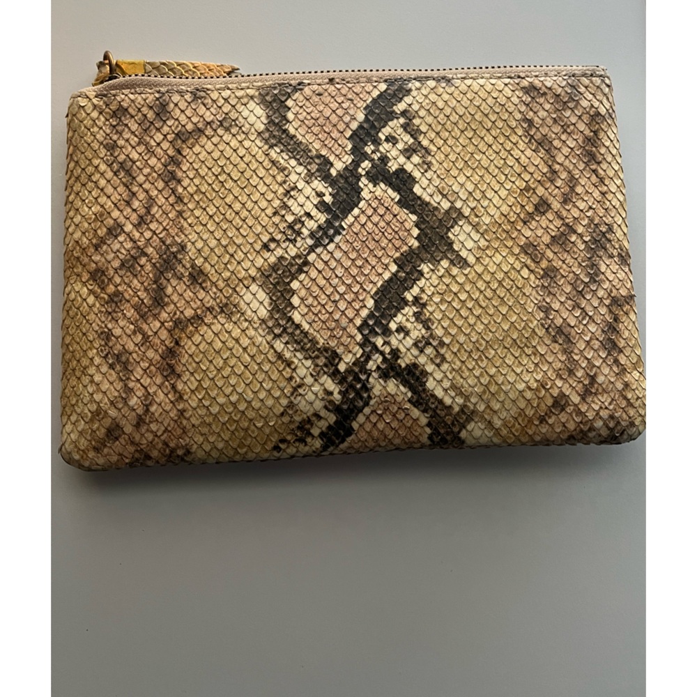 Madewell The Leather Pouch Clutch: Snake Embossed Edition in Blush Multi